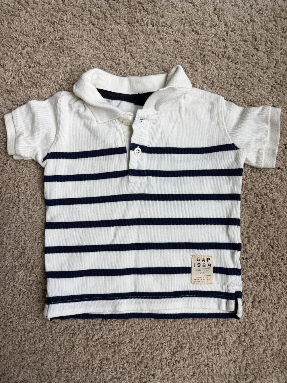 GAP White Polo with Navy Stripes